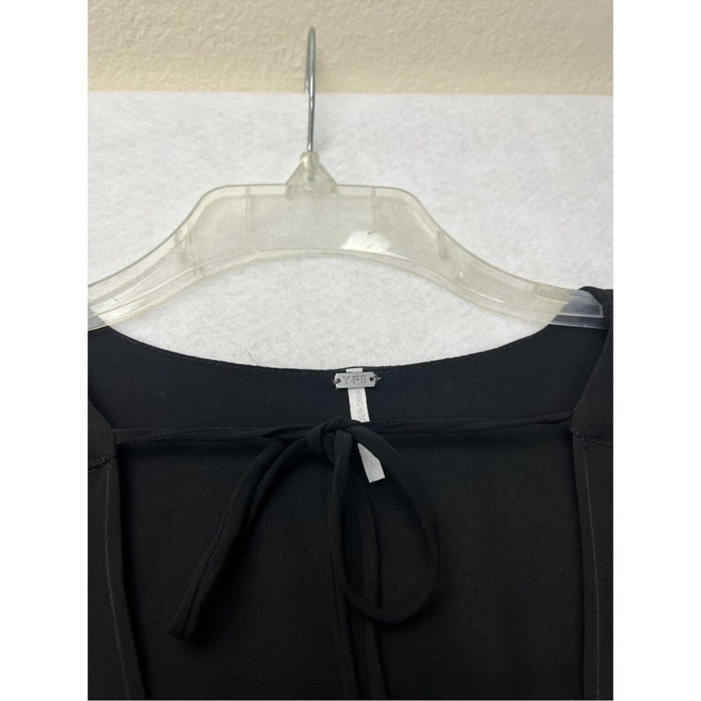 YFB - Young Fabulous & Broke Black Sheer Tiered V-Neck Tunic Dress, size L - Picture 5 of 5